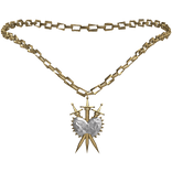 gold swords silver heart medieval necklace 3.0