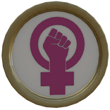 Golden Feminist Pin (white)
