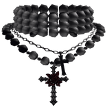 Goth Black Pearl Jesus Cross Necklace Choker