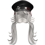 Goth Captain Hat w/ Pigtails - White