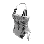 Goth Cross Lace Up Halter Top (White)