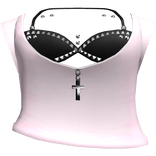 goth emo stud pierced cross pink black top