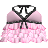 goth emo studded babydoll ruffle dress pink black