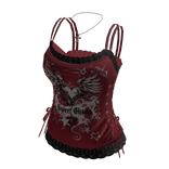 Goth Graphic Halter Crop Top (Red)