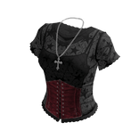 Goth Star Corset Top w/ Cross (Black)