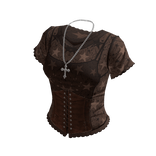 Goth Star Corset Top w/ Cross (Brown)