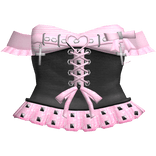 goth vamp emo studded pink black corset bow dress