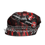 Goth Y2K Chained Beret W/ Spikes (Black & Red)