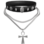 Gothic Ankh Choker Necklace in Black