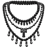 Gothic Beaded Rosary Black & Silver (PBR)