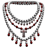 Gothic Beaded Rosary Silver & Red (PBR)