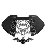 ♱ - Gothic Black Chained Bat Collar