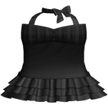 gothic black little plaid halter bow ruffled dress