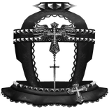 Gothic Black Studded Dagger Lace Dress w Choker