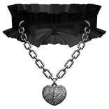 gothic choker w chain & wings heart locket black