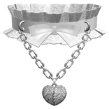 gothic choker w chain & wings heart locket white
