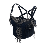 Gothic Coquette Corset Top (Blue)