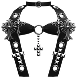 Gothic Emo Black Studded Cross Choker Top
