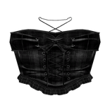 gothic emo plaid black grey top 