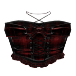 gothic emo plaid red top 