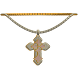 Gothic Gold Cross Chain w Rainbow Diamonds