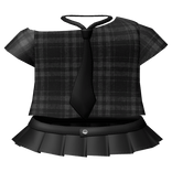 gothic grey plaid dress shirt & tie + mini skirt
