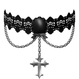 gothic lace choker & cross 3.0 black silver