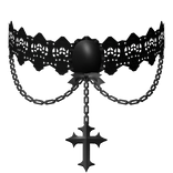 gothic lace choker w chains & cross 3.0 black