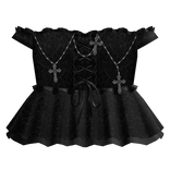 gothic lace off shoulder corset dress 3.0 black