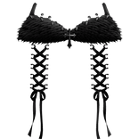 ┊♰ ꒱ gothic lace pierced spiked top 3.0 ꒰black꒱ 