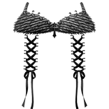 ┊♰ ꒱ gothic lace pierced spiked top 3.0 ꒰striped꒱ 