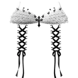 ┊♰ ꒱ gothic lace pierced spiked top 3.0 ꒰white꒱ 