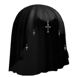 gothic lace veil w cross pendants black