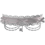 gothic laced dangling chain key choker pink