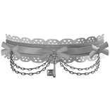 gothic laced dangling chain key choker white