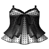 ┊♰ ꒱ gothic laced polka dot layered dress ꒰black꒱ 
