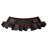 gothic leopard mini skirt w studs - red & black
