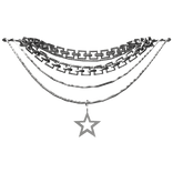 Gothic Multi-layered silver star cross necklace R6
