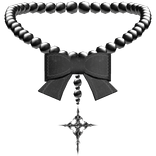 ♰ gothic pearl cross necklace in black