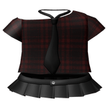 gothic red plaid dress shirt & tie + mini skirt