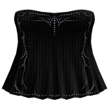 gothic rhinestone mini dress - emo black stripes