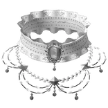 gothic ruffle choker w gem + necklace 3.0 white