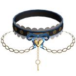 Gothic Ruffle Choker w/ Heart Lock + Key Blue