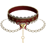 Gothic Ruffle Choker w Heart Lock + Key Red