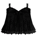 gothic ruffle dress w bow - black lace 3.0