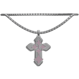 Gothic Silver Cross Chain w Rainbow Diamonds