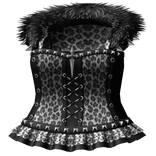 gothic white leopard emo dress w black fur hood
