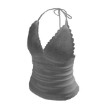 Gray Halter Laced Top