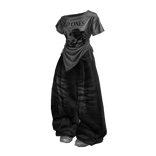 Gray Vintage Y2K Baggy Jeans Girl Outfit / 01