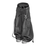 Gray Y2K Baggy Cargo Denim